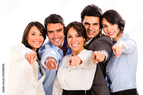 Photo: Business group pointing at the camera Business group pointing at the camera