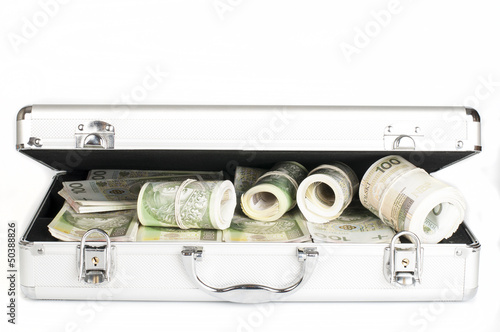 Photo: briefcase with money briefcase with money