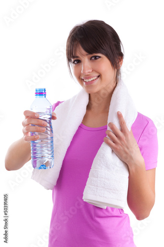 Photo: Young caucasian woman holding a bottle of water Young caucasian woman holding a bottle of water