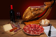 Different spanish embutidos: jamon, chorizo, salami, cheese