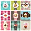 Set of cupcake cards template