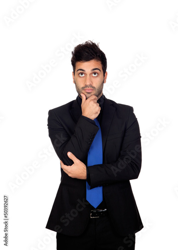 Photo: Pensive Young Businessman With Blue Tie Pensive Young Businessman With Blue Tie