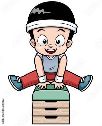 Vector: Vector Illustration of a Boy jumping gymnastic buck Vector Illustration of a Boy jumping gymnastic buck