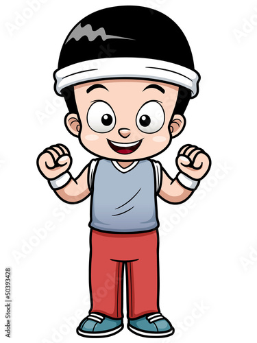 Vector: Vector Illustration of a Boy Demonstrating the Strength Vector Illustration of a Boy Demonstrating the Strength
