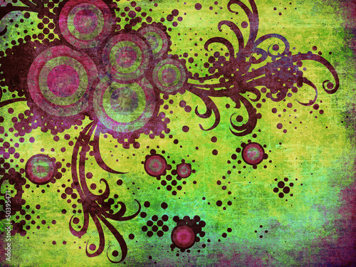 Illustration: Abstract floral ornament with halftone Abstract floral ornament with halftone