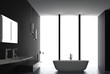 Interior of Luxurious Black Design Bath Room