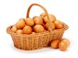 Brown chicken eggs in basket