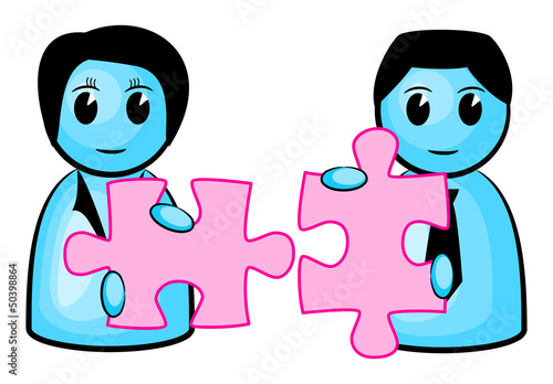 Vector: two matching puzzle pieces two matching puzzle pieces