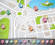 Vector map illustration with pointer set. EPS 10.