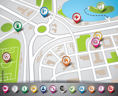 Vector: Vector map illustration with pointer set. EPS 10. Vector map illustration with pointer set. EPS 10.