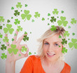 Blonde giving ok symbol for st patricks day