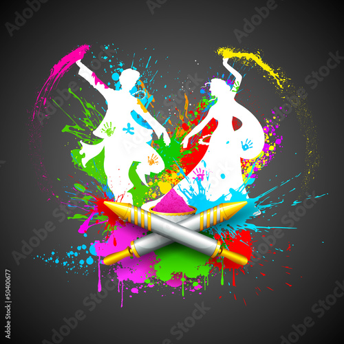 Vector: Couple Playing Holi Couple Playing Holi