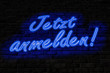 Jetzt anmelden, neon, wand