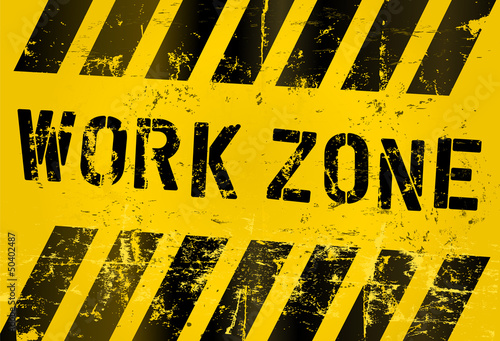 Vector: work zone sign, worn and grnugy, vector scalable work zone sign, worn and grnugy, vector scalable
