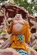 Laughing Buddhist monk on journey
