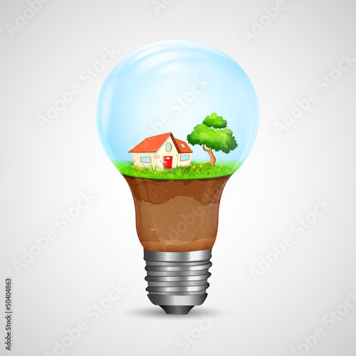 Vector: House inside Bulb House inside Bulb