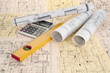 Calculator, level and project drawings