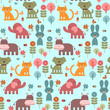 Seamless pattern with cute animals