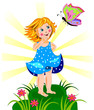 Beutiful little girl and butterfly