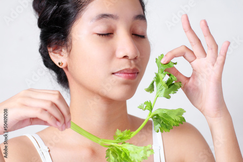 Photo: Lady With Fresh Celery Lady With Fresh Celery
