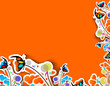 Retro vector floral design element background.