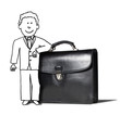 illustration of confident businessman working on project