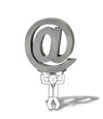 illustration of stressed internet man lifting emailing symbol