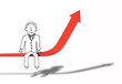 illustration of confident man sitting on figure increase symbol