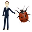 3d render of cartoon character with ladybug