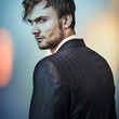 Multicolored digital painted image of elegant young man.