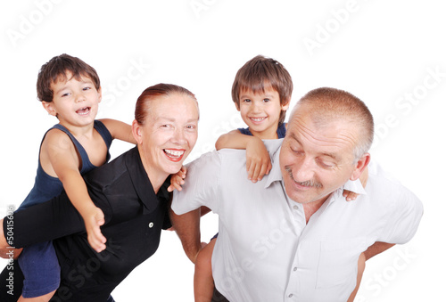 Photo: Grandparents piggybacking their boys Grandparents piggybacking their boys