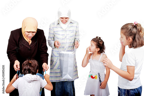 Photo: Muslim mothers bought presents for their kids Muslim mothers bought presents for their kids