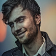 Multicolored digital painted image of elegant young man.