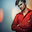 Multicolored portrait of elegant young handsome man.