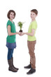 Glückliche Kinder halten  Pflanze - Children with small plant