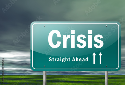 Illustration: Highway Signpost "Crisis" Highway Signpost "Crisis"