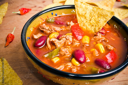 Photo: Mexican soup with tacos Mexican soup with tacos