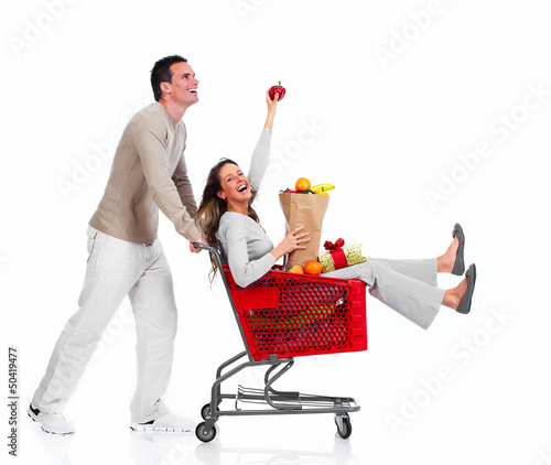 Photo: Santa Christmas couple with a gift. Santa Christmas couple with a gift.