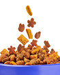 pet food falls into the bowl for feeding
