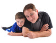 Happy Father and Son on White
