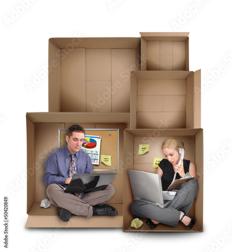 Photo: Small Entrepreneur People Working in Box Small Entrepreneur People Working in Box
