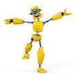 yellow robot is happy
