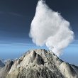 Volcanic eruption on island