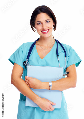 Photo: Smiling medical doctor woman with stethoscope. Smiling medical doctor woman with stethoscope.