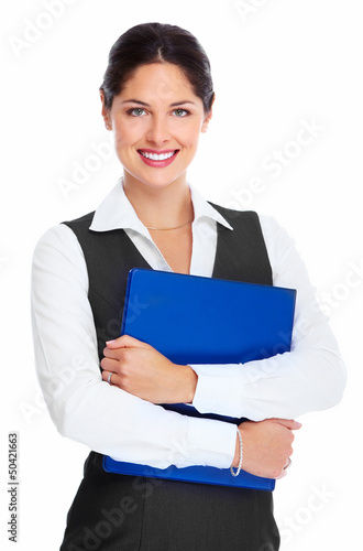 Photo: Young business woman with folder. Young business woman with folder.