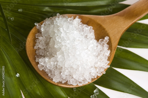 Photo: bath salt and palm leaf bath salt and palm leaf