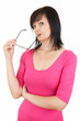 Photo: thoughtful young woman with eyeglasses thoughtful young woman with eyeglasses