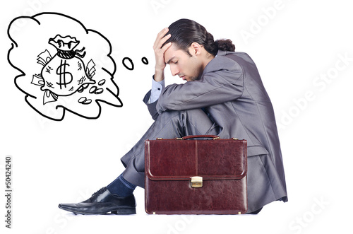 Photo: Man with briefcase on white Man with briefcase on white
