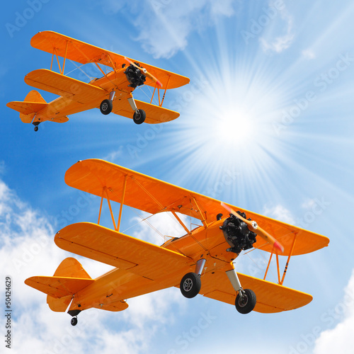 Photo: Old biplanes on the sky. Old biplanes on the sky.