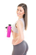 Attractive fitness girl refreshing after training